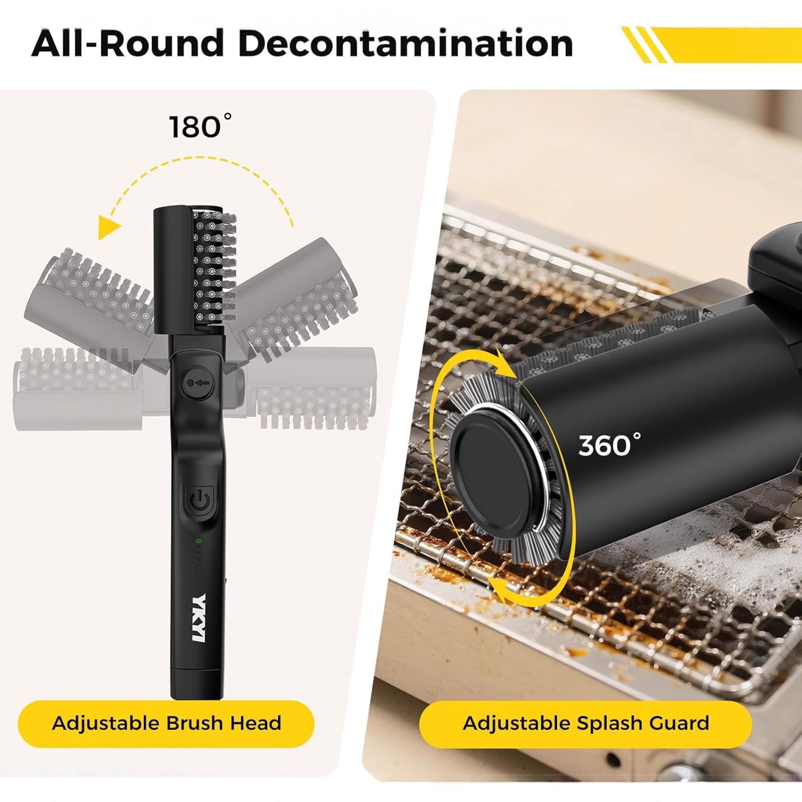 High Torque 3-Speed Electric Grill Brush A Safe BQ Cleaner for Porcelain Cast Iron Stainless Steel Features Reinforced Steel Bristles and Type-C Charging