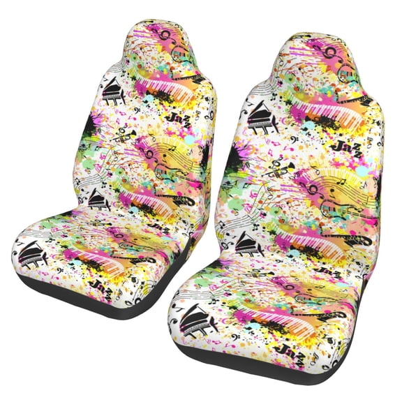 Vsdgher Retro Musical Automotive Seat Covers for Cars Trucks and SUVs – Car Seat Covers for Truck Seat Protectors Set of 2
