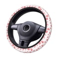 thumbnail image 2 of Rateoe Pink Hearts Pattern Elastic Stretch Steering Wheel Cover, Universal 15 inch, Microfiber Breathable , Anti-Slip, Odorless, Easy Carry, 2 of 6