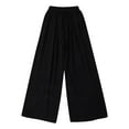 thumbnail image 6 of Women's Cotton Linen Palazzo Pants High Waist Wide Leg Baggy Casual Comfortable Breathable Spring Autumn Loose Fit Versatile Trousers Black L Size, 6 of 9