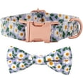 thumbnail image 2 of Bowtie Dog Collar Female, Bow Tie Floral Girl Dogs Collars, Adjustable Soft for Small Medium Large Cats, Cute Daisy Patterns Comfortable Cotton Collars with Metal Buckle, Durable Pet Puppy Gift Pink, 2 of 6