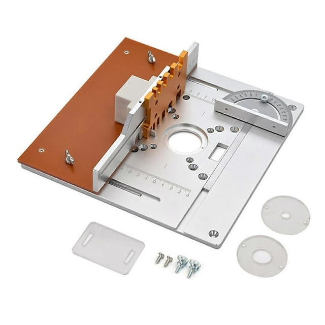 Placa de inserción de aluminio para mesa de fresado, tablero abatible para fresado eléctrico de madera con guía de calibre de inglete, banco de trabajo para sierra de mesa-C