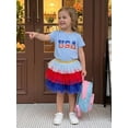 thumbnail image 6 of BemeyourBBs Toddler Baby Girl 4th of July Outfit Patriot Independent Day Summer Clothes Cute American Flag Short Sleeve T-shirt and Contrast Layered Tulle Tutu Skirts Set, 6 of 8
