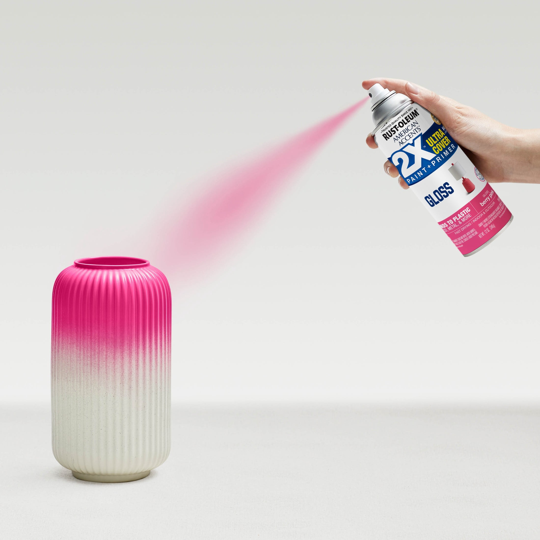 (6 pack) Berry Pink, Rust-Oleum American Accents 2X Ultra Cover Gloss Spray Paint-327876, 12 oz
