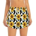 thumbnail image 2 of Balery Cute Cow Print Sunflower B Pantalones cortos deportivos para mujer con forro y dos bolsillos, elásticos, para entrenamiento, gimnasio, yoga-XX-Large, 2 of 7