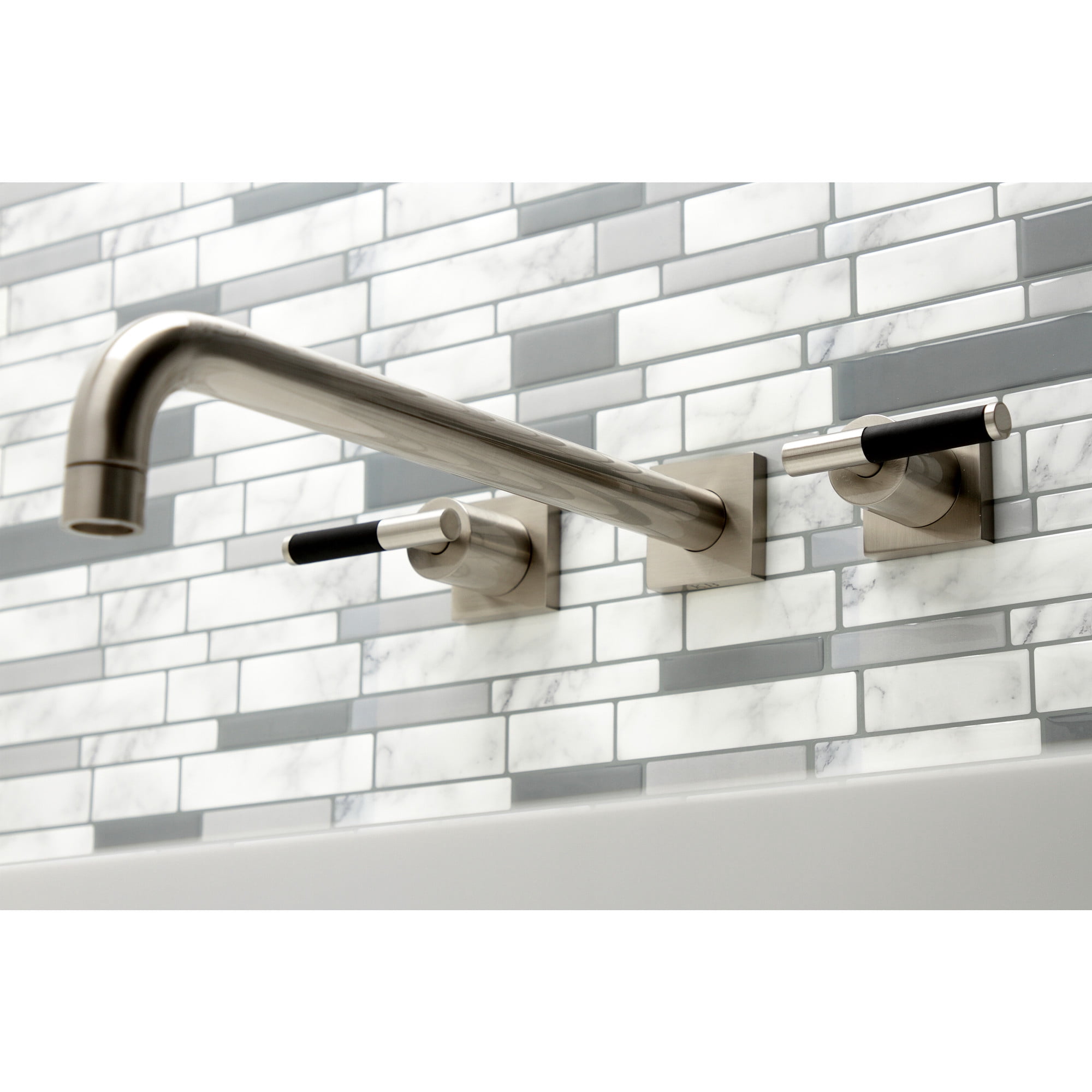 Kingston Brass KS6048CKL Kaiser Two-Handle Wall Mount Roman Tub Faucet, Brushed Nickel