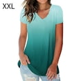 thumbnail image 1 of Camiseta de mujer con cuello en V, manga corta, gradiente superior, camiseta informal, verde, XXL Vogacara  AP001652-05, 1 of 5