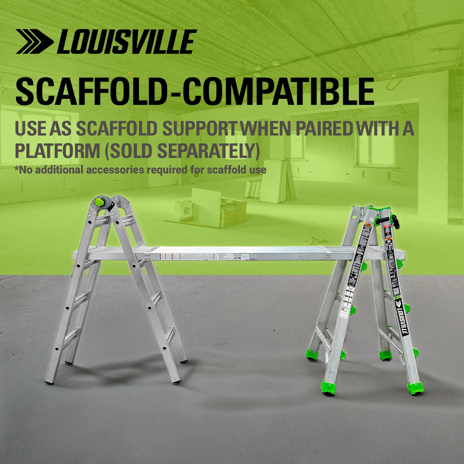 Louisville 14 ft Reach Multipurpose Aluminum Ladder, Type IA, 300 lb Capacity