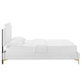 thumbnail image 4 of Platform Bed Frame, King Size, White, Velvet, Mid Century French Bedroom, Modern Contemporary Boutique HB35453, 4 of 12