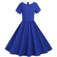 thumbnail image 3 of asdoklhq Womens Plus Size Clearance Dresses,Women's 1950s Retro Dress Short Sleeve Vintage Swing Dress, 3 of 8