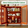 thumbnail image 5 of Bathroom Floor Storage Cabinet,40"H Metal Locker, Small Orange Cabinets With 2 Adjustable Shelves & 4 Doors,Freestanding Sideboard,Pantry Cabinet For Small Spaces,Hallway,Home Office, Kitchen, 5 of 12