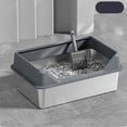 thumbnail image 1 of Caja De Arenas Para Gatos De Acero Inoxidable, Bandeja De Arenas Para Gatos De Lados Altos De Metal, Caja De Arenas Para Gatos Grande Con Entrada Superior Antisalpicaduras Con, 1 of 7
