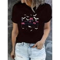 thumbnail image 1 of Camiseta para mujer veranoMinimalist English Butterfly Bat Pattern Print T-shirt, Short Sleeve Crew Neck Casual Top For Summer & Spring, Women's ClothingFather's Day, Mother's Day, New Year, Spring, 1 of 6