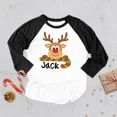 thumbnail image 5 of Camiseta navideña personalizada con ciervo para niños, ropa raglán con nombre personalizado para niños, camisetas a juego para fiestas entre hermanos, camisetas para niños, 5 of 5