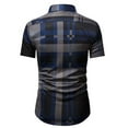 thumbnail image 4 of IROINNID Deals Graphic Shirts for Men Buttons Turndown Single Breasted Lattice Shirt Short Sleeve Shirt,Navy, 4 of 8