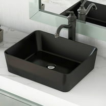 DeerValley DV-2V031 Matte Black Bathroom Vessel Sink Above Counter Rectangular Countertop Sink for Cabinet Lavatory Vanity (17.75'' L x 14.76'' W x 5.5'' H)