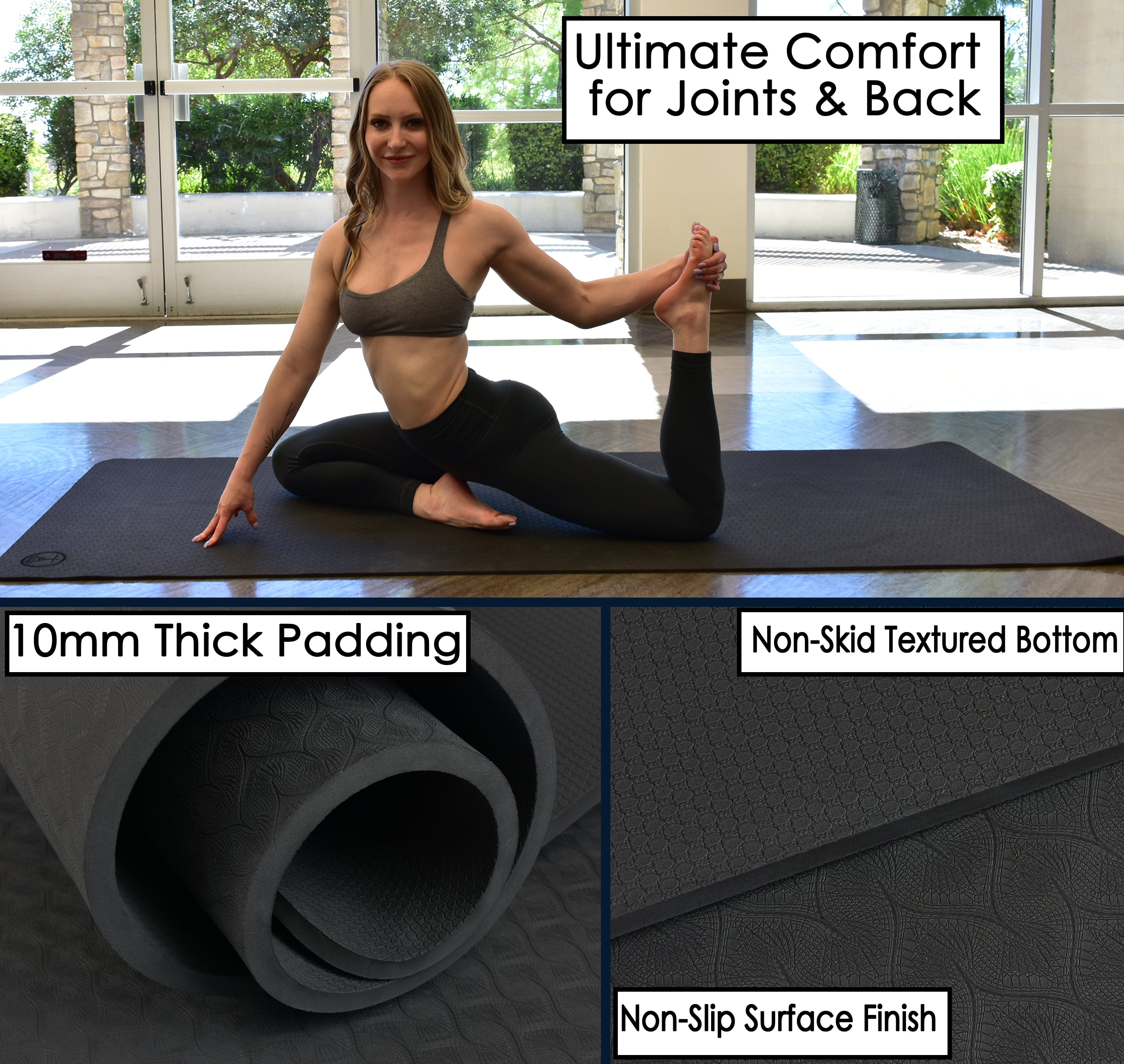 10mm Yoga Mat Thick Wide and Long. 84x30'  Workout Mat