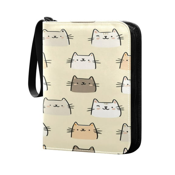 4 Pocket Card Binder with 50-page sleeve can hold 400 game cards Small Repeating Cat Faces