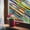 Lines, variant on PETGLE Window Privacy Film Stained Glass Window Clings 3D Rainbow Film for Glass Door Decorative Colorful Lattice Stickers Static Cling Sun Blocking Door Coverings for Home, 17.5 x 78.7 inch