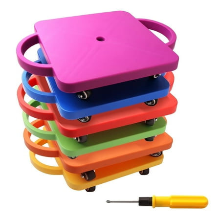 GSE Games & Sports Expert Plastic Sitting Scooter Board with Handles. Indoor Sport Equipment  Gym Floor Scooter for Kid & Child - 6 Pack Multi Color price history on PriceWatchPro