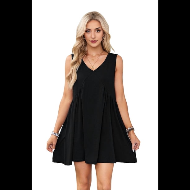 Minivestido Sin Mangas Negro Talla XL