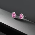thumbnail image 5 of Gem Stone King 10K White Gold Pink Moissanite and White Diamond Earrings for Women (1.83 Cttw, Gemstone Birthstone, Oval 7X5MM), 5 of 5