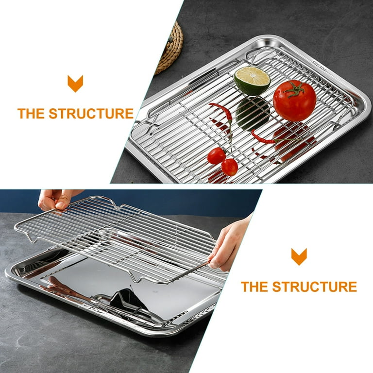 Food Serving Tray Multi-function Wire Rack Sprinkle Water Camping