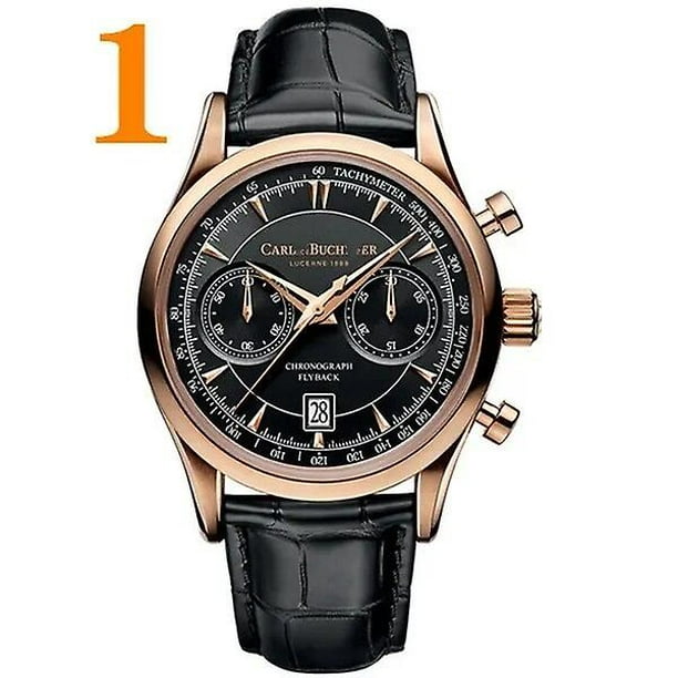 New Carl F. Bucherer Watch Marley Dragon Flyback Chronograph Gray Blue Dial Top Leather Strap Quartz Men s Watch Luxury Watch Walmart
