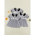 thumbnail image 3 of Cjfdfy Kids Toddler Baby Girls Halloween Dress Outfit Infant Baby Girls Summer Fall Clothes 6 12 18 24 Months 2 3 4 5 Years Doll Collar Ghost Witch Hat Bat Print Short Sleeve Striped Dress, 3 of 9