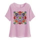 thumbnail image 1 of Camiseta de Mujer Camiseta de Manga Corta Impresión Casual Raglan Suelto de Lino Top Blusas, Cuello de la Tripulación, 1 of 4
