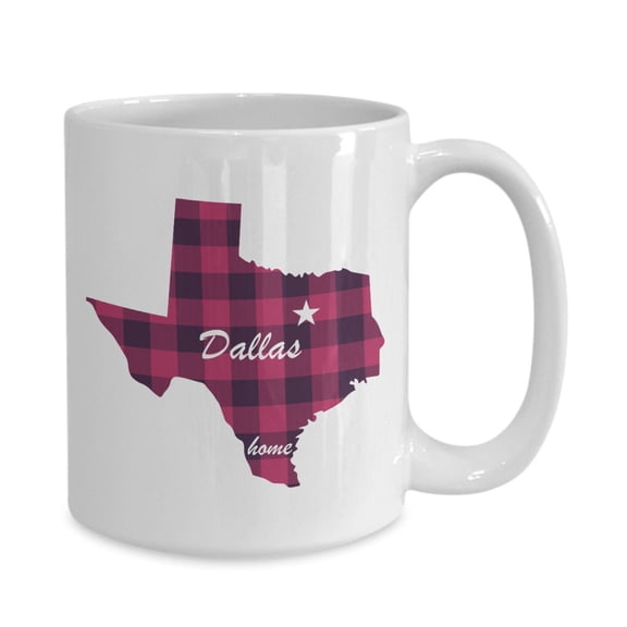 Texas Buffalo Plaid With Customized City Option White Gift coffee mug Miss Missing You Long Distance Personalized Friendship Penpal