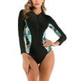 thumbnail image 2 of Aayomet Women Swimsuits Suit Rash Sleeve Printed Swimsuits Surfing Long Bathing Sunscreen Swimwears (Blue, L), 2 of 5