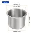 thumbnail image 2 of Uxcell 4 Pcs Gobelet à Encastrer en Acier Inoxydable 201, Support de Canette 2,28 Pouces x 3,2 Pouces pour Boisson, Insert de Support de Gobelet pour Table de Poker, Argent, 2 of 6