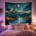 thumbnail image 2 of Moon Phases Over Reflective Lake with Evergreen Forest, Mystical Celestial Style for Nature Lovers, Mountain Moon Wall Art, Housewarming Gift Tapestry Wall Hanging for Bedroom and Living Room, 2 of 6