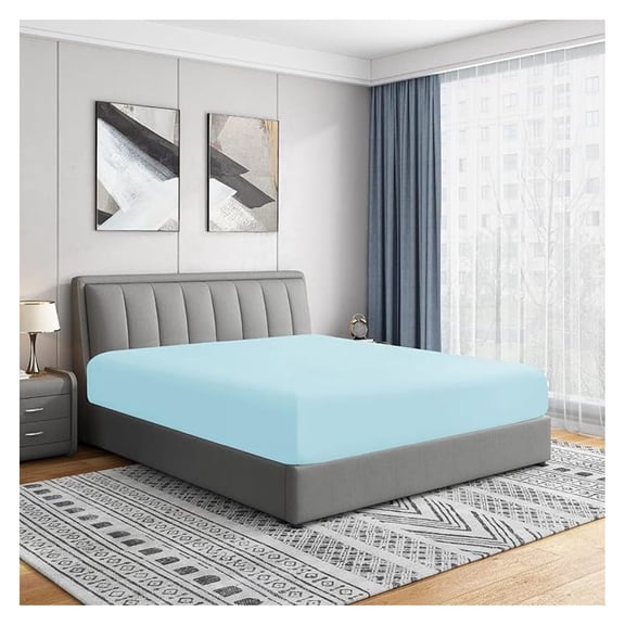 Microfiber Fitted Sheet Twin Aqua 14 Inch Pocket - Soft & Fade Resistant Bedding - Single Fitted Sheet Replacement