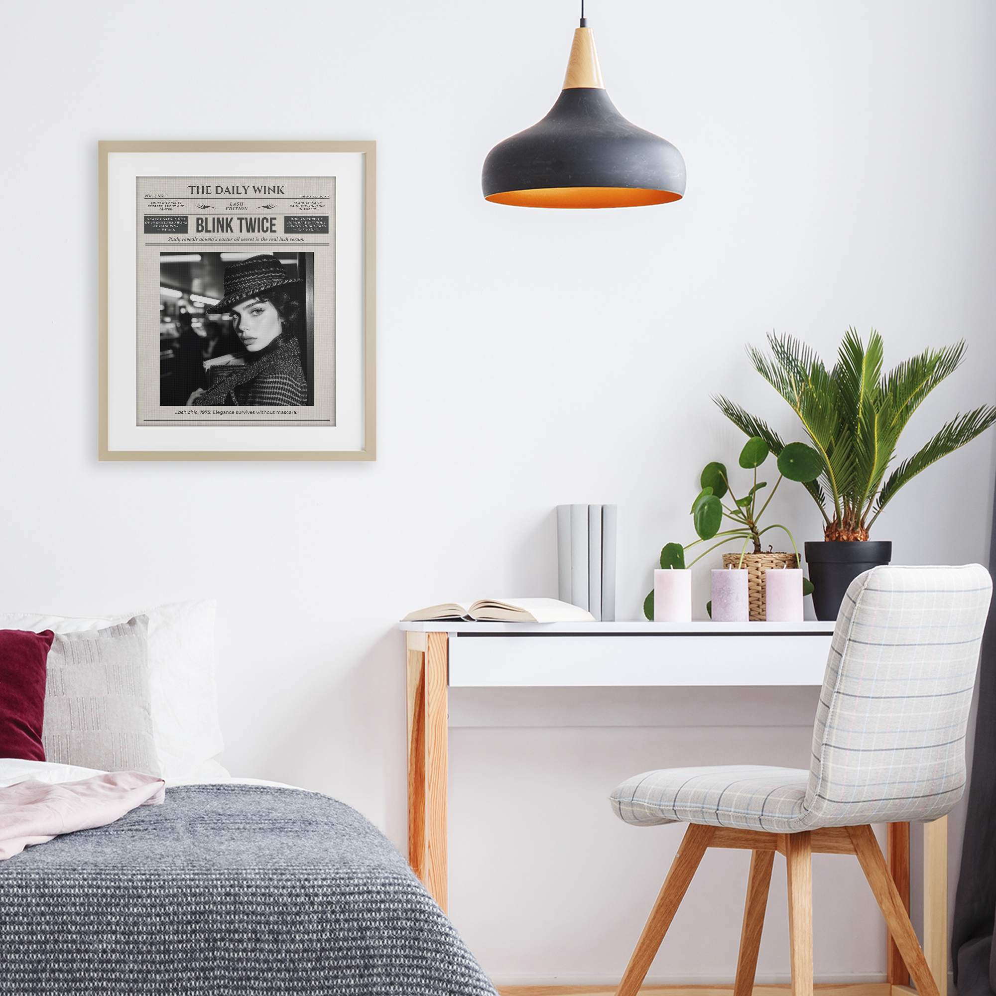 The Daily Wink Magazine Birch Framed Print Under Glass, design by A Barefoot Stylist