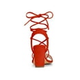 thumbnail image 2 of BLISSFUL STEP Women's Shoes Faux Suede Lace Up Block Heel Slingback Open Toe Sandals Orange 9, 2 of 7