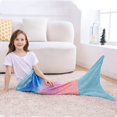 thumbnail image 6 of Kids Mermaid Tail Blanket, Child Mermaid Blanket, 17" x 39" Plush Flannel Fleece, 6 of 7
