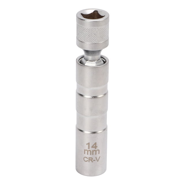 Magnetic Swivel Spark Plug Socket, Vanadium Alloy Steel 12 Point Durable Abrasion Proof Wobble Spark Plug Sleeve 14mm Base For Car