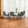 thumbnail image 2 of Homy Casa 63 inch 5-Piece Dining Set, Faux Wood Live Edge Table Faux Leather Upholstered Side Chairs, 2 of 10