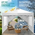 thumbnail image 3 of HOTEEL Canopy 10x10 Waterproof Pop up Canopy Tent with 4 Sidewalls Outdoor Event Shelter Tent for Parties Sun Shade Party Commercial Canopy with Air Vent & One Push Central Button, White, 3 of 9
