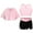 A Pink, variant on TiaoBug Kids Girls 3 Pcs Gymnastics Dance Sport Tracksuit Cross Back Vest with Shorts and Hooded Crop Top Set A Lavender 12