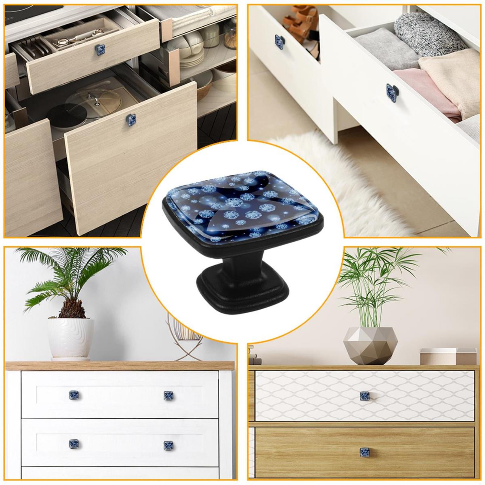 4 Pcs Cabinet Handle Drawer Pulls Gem Diamond Shiny Bling Knobs with Screws Square Furniture Office Cabinet Knob Decoration