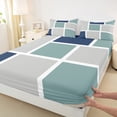thumbnail image 3 of Feelyou Fashion Square Abstract Bed Sheets for Men, Green Grey Art Patchwork King Sheets, Buffalo Plaid Sheet Set, Super Cozy Room Decor, 4 Pieces, 3 of 7