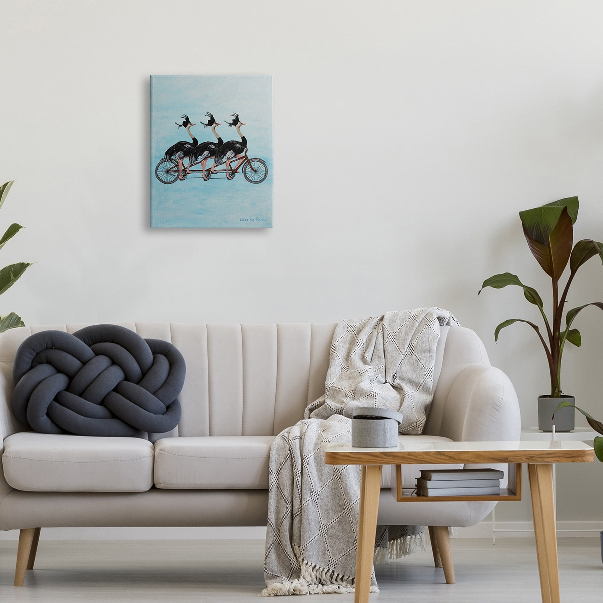 Stupell Industries Ostriches Riding Tandem Bicycle Funny Cute Painting , 30 x 40, Design by Coco de Paris
