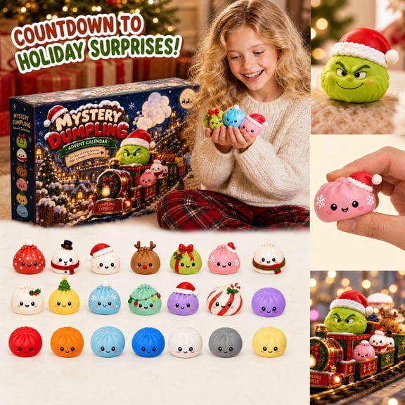 2026 New Mystery Monster Christmas Dumpling Squishy Advent Calendar, 24 Days Countdown Blind Box with Random Cute Monster Dumpling Squeeze Toys, Stress Relief Fidget Gift for Kids and Adults