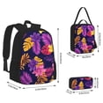thumbnail image 4 of Naloa Purple Flower Print Large Capacity Backpack Lunch Bag Pencil Case Combination 3 Piece Set for Student, 4 of 8