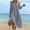 Gray, variant on Women's off-the-Shoulder Cotton Linen Blend Dress Short Sleeve Lace Trim Casual Midi Dress with Side Slit for Summer Beach Vacation Light Blue XL(XL)