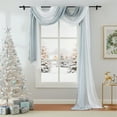 thumbnail image 7 of Junvictex 1 Piece Grey Ombre Chiffon Sheer Window Scarf Valance Curtains Crinkle 18ft Soft for Living Room,52"Wx216"L, 7 of 7