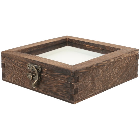 Durable Wood Insect Display Case with Clear Lid for Brown 1 Set
